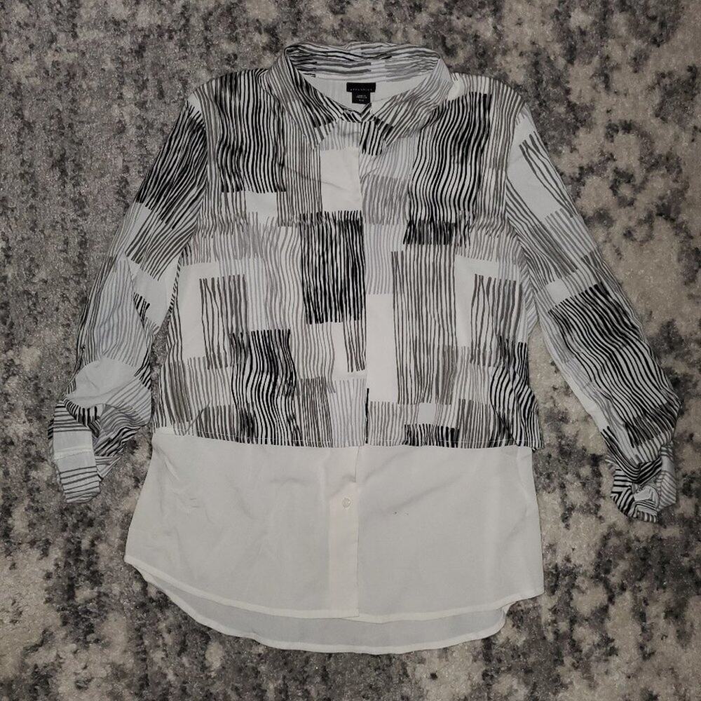 Attention White/Black Striped Top || Small - Picture 2 of 6
